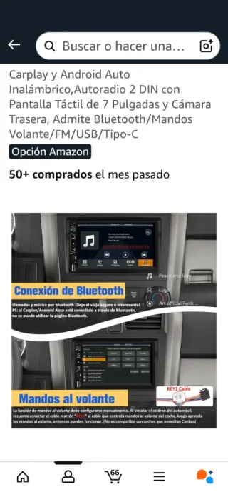 Radio Coche 2 DIN Carplay/Android Auto