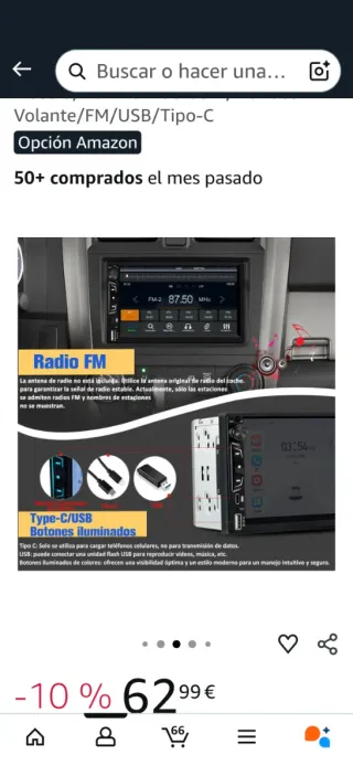 Radio Coche 2 DIN Carplay/Android Auto