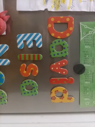 Letras imantadas decoradas para nevera