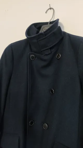 Chaquetón lana azul marino Mango