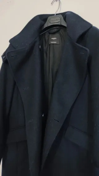 Chaquetón lana azul marino Mango