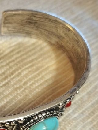 Pulsera Brazalete Étnico Turquesa y Coral