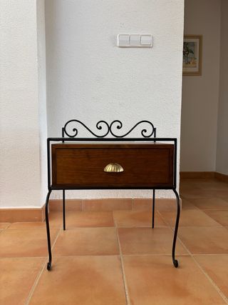 Mesitas de noche auxiliares madera y cristal