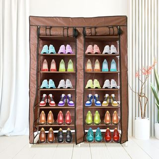 Armario Zapatero Tela 125x92x28 Cm Marrón NUEVO