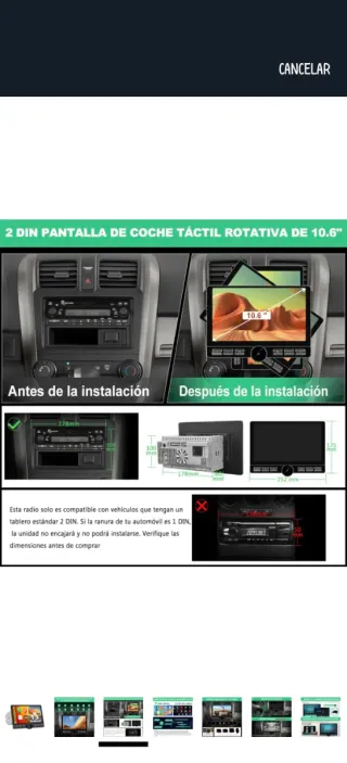 Radio Coche 2DIN Pantalla 10.6 Android 13