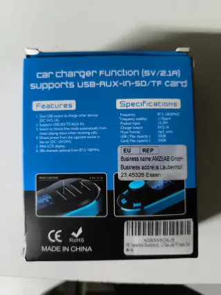Cargador Coche Bluetooth USB AUX SD TF
