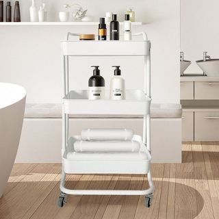 Carrito De Almacenamiento Metálico Blanco NUEVO