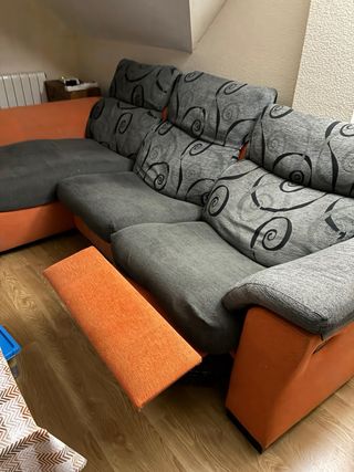 Sofá modular tela gris y naranja