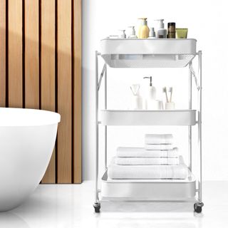 Carrito Metálico Plegable 3 Pisos con Ruedas