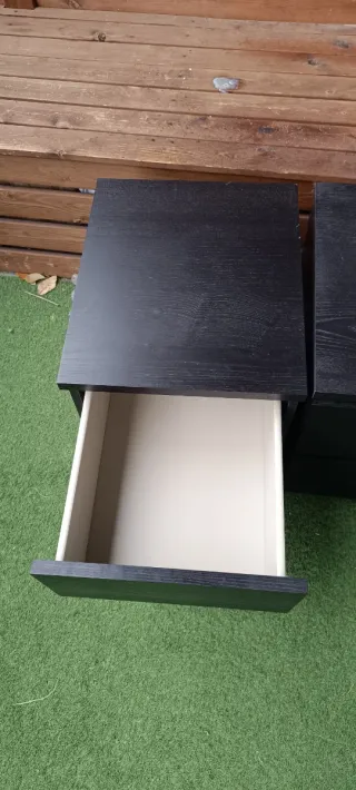 2 Mesitas Noche Malm Ikea Negras