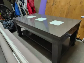 Mesa de centro elevable madera y cristal