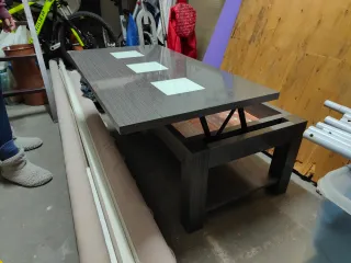 Mesa de centro elevable madera y cristal