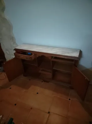 Mueble recibidor vintage retro madera mármol