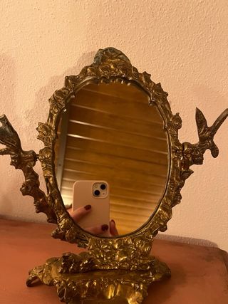 Espejo de sobremesa antiguo bronce