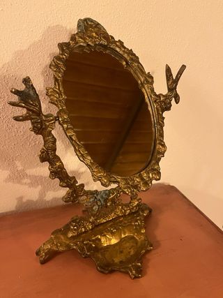 Espejo de sobremesa antiguo bronce