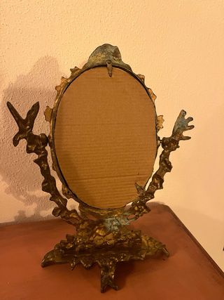 Espejo de sobremesa antiguo bronce