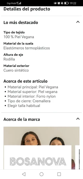 Botas Bosanova altas marrones con tacón y hebilla