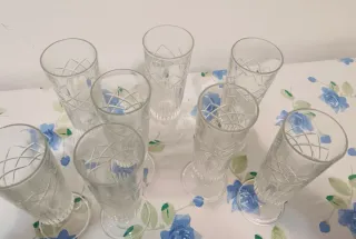 Set 8 Calici Vetro Inciso Eleganti