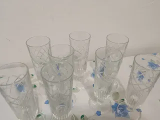 Set 8 Calici Vetro Inciso Eleganti