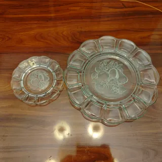 2 Bandejas Cristal Vintage Frutas