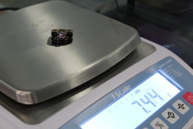 Anillo Plata 925 Amatista y Ónix