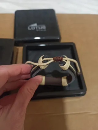 Pulsera Lotus Style Cuero Marrón y Beige