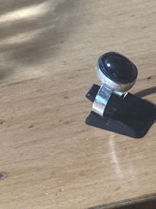 Anillo Plata Piedra Negra Azabache Natural