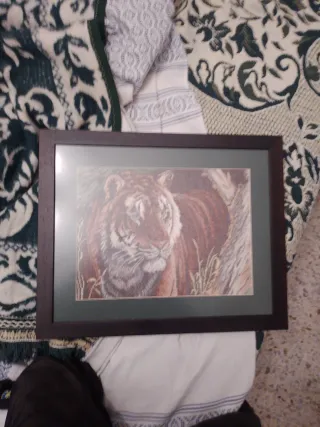 Cuadro Tigre Ganchillo Hecho a Mano