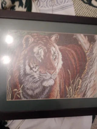 Cuadro Tigre Ganchillo Hecho a Mano