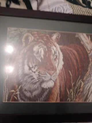 Cuadro Tigre Ganchillo Hecho a Mano