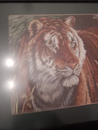 Cuadro Tigre Ganchillo Hecho a Mano