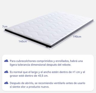 Topper Viscoelástico 140x190x7cm Amazon Basics