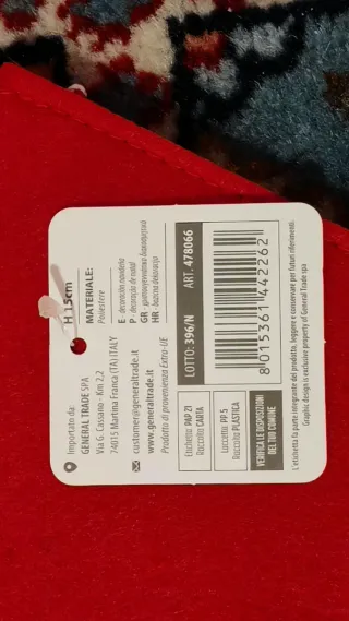 Set 2 buste rosse in panno