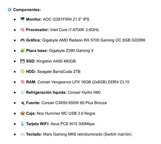 PC Gaming de sobremesa