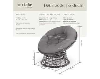 Sillón Giratorio Ratán Gris