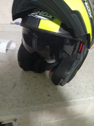 Casco SHOX Modular Negro y verde florecente