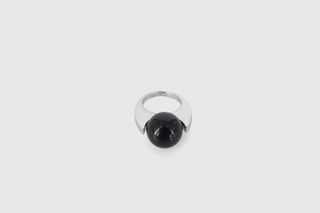 Anillo Plata 925 Minimalista Bola Negra