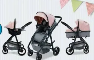 OFERTA!!! Cochecito bebé rosa y gris 3 piezas.