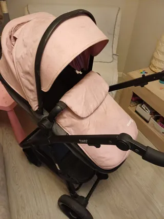 OFERTA!!! Cochecito bebé rosa y gris 3 piezas.