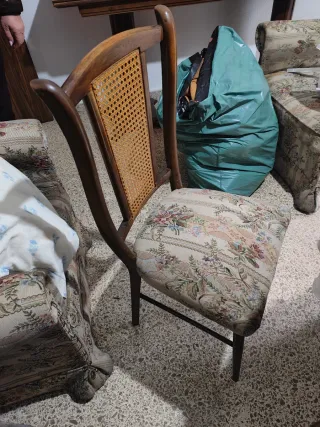 Pack 4 Sillas Vintage Madera y Rattan