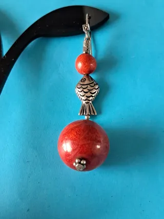 Pendientes plata de ley y coral manzana