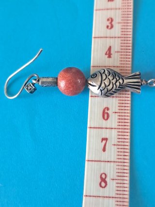 Pendientes plata de ley y coral manzana