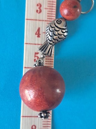 Pendientes plata de ley y coral manzana