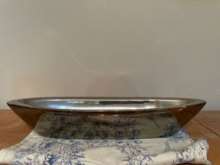 Bandeja decorativa metal y tela