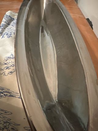 Bandeja decorativa metal y tela