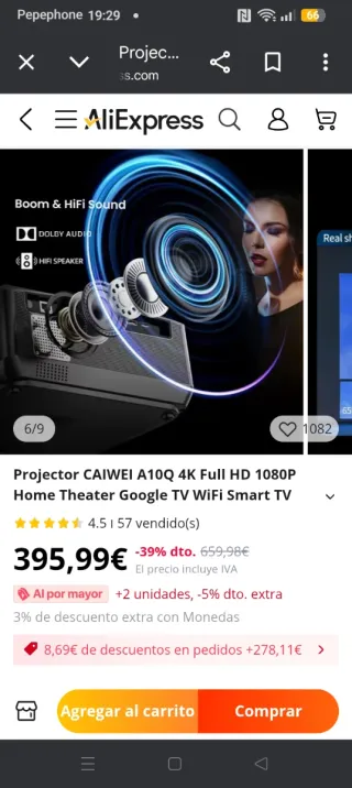 Proyector Home Theater Full HD 1080P