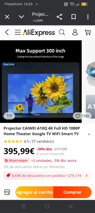 Proyector Home Theater Full HD 1080P