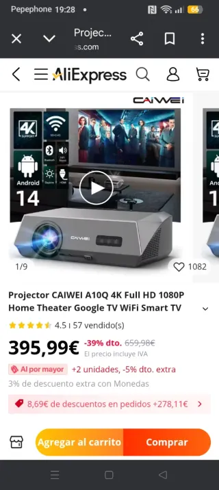 Proyector Home Theater Full HD 1080P