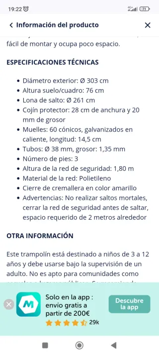 Cama elástica 305 cm