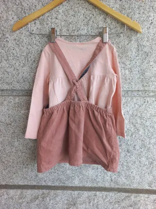 Lote vestido pana y camiseta rosa. Talla 2/3.